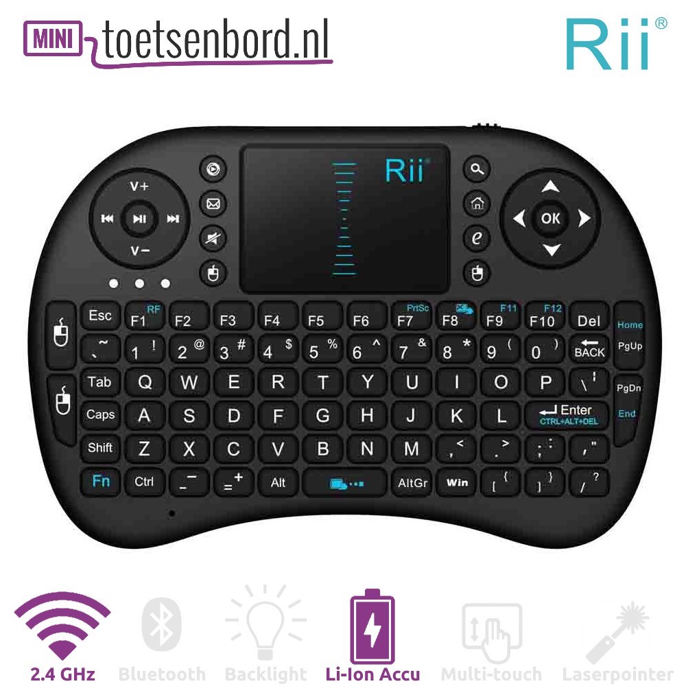 Rii i8 draadloos toetsenbord met touchpad (RT-MWK08) - MiniToetsenbord.nl