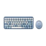 Perixx Periduo-713BL draadloos compact blauw toetsenbord en muis - Pastel blauw - Retro toetsenbord - Schattig - ronde toetsen - 2.4ghz - QWERTY/US